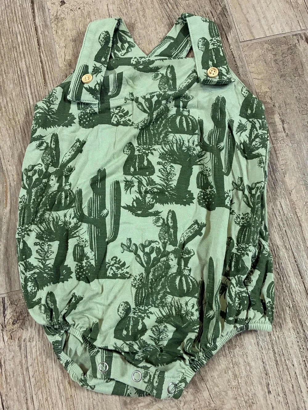 Kate Quinn Baby 0-3M Green Cactus Print Sleeveless Bubble Romper Bodysuit #1316